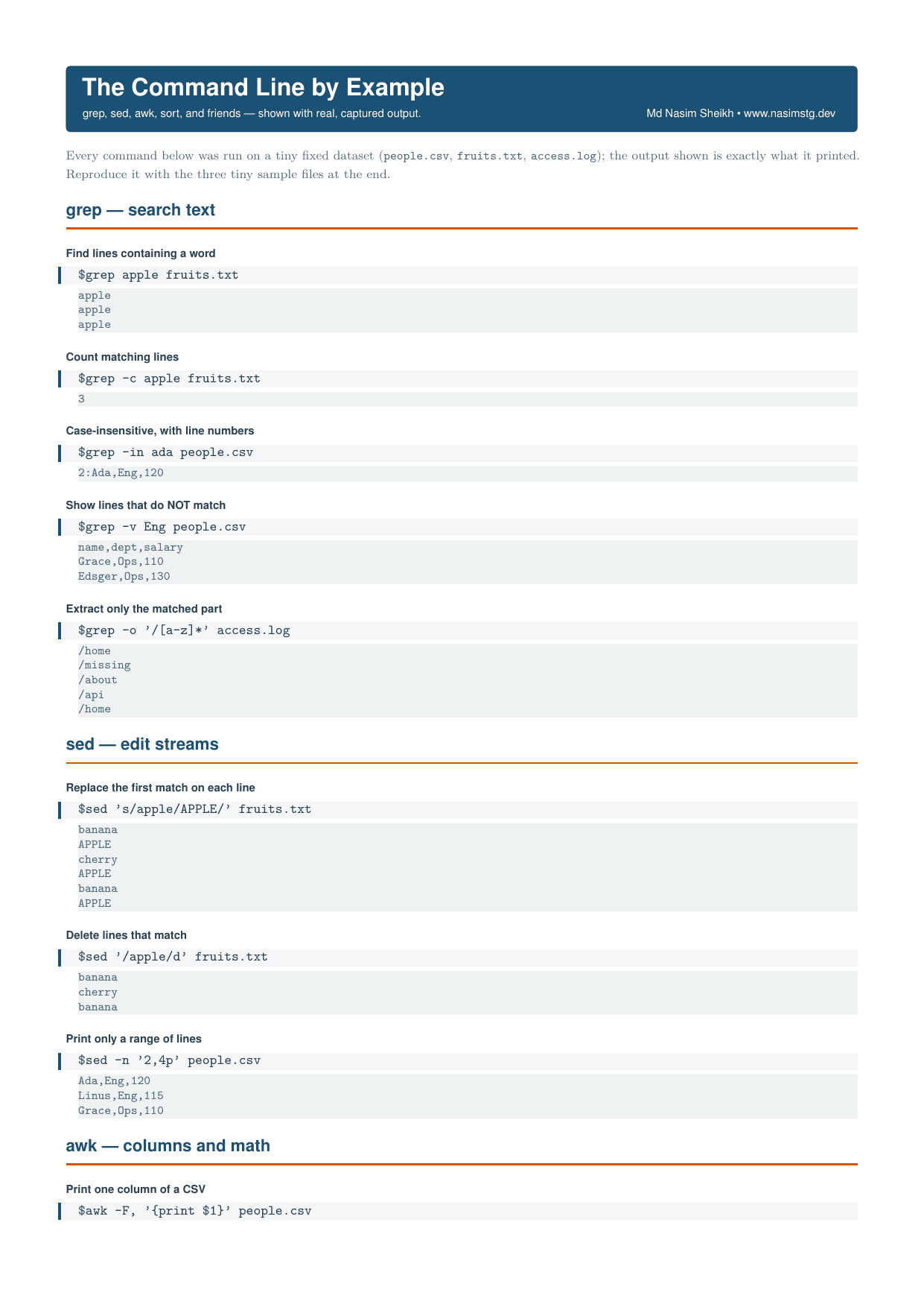 The Command Line by Example, page 1